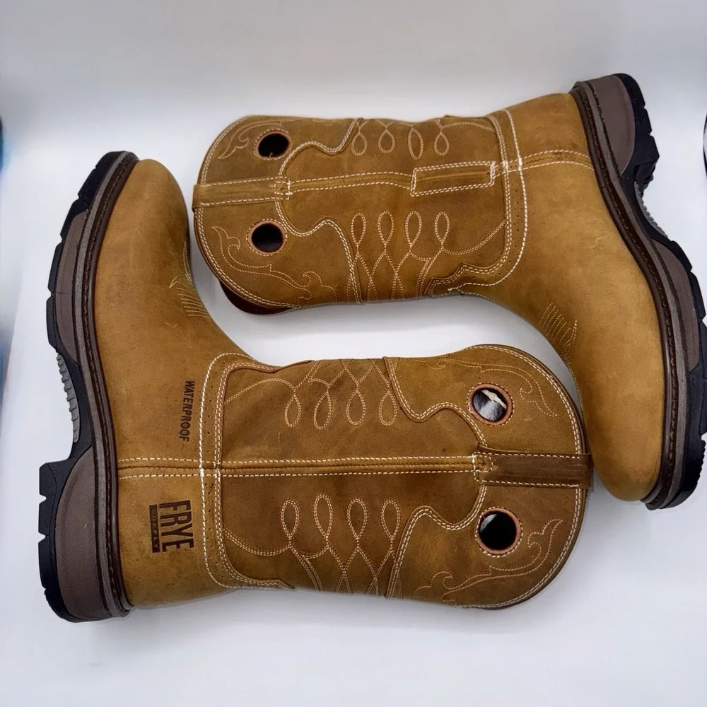 Frye Supply Safety Crafted Waterproof Boots Men's Size 10 W Wide Brown Steel Toe